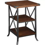 Three Tier End Table with Cross Frame Design