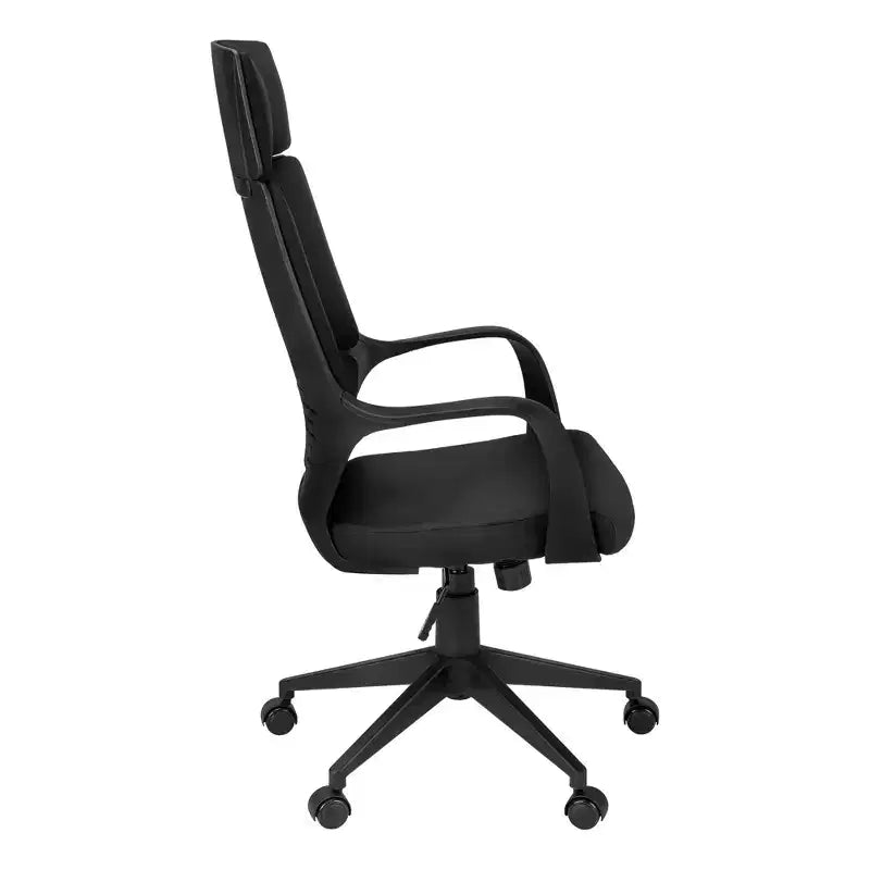 Modern Ergonomic Office Chair with Integrated Headrest and Tilt-Back Control, Black