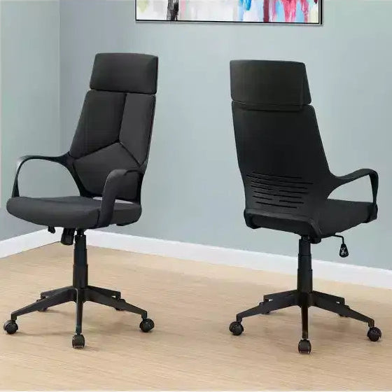 Modern Ergonomic Office Chair with Integrated Headrest and Tilt-Back Control, Black
