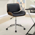 Okak Curved Base Office Chair, Armless Desk Chair with Adjustable Height, Swivel Chair for Office, Study, Reading Room, Black
