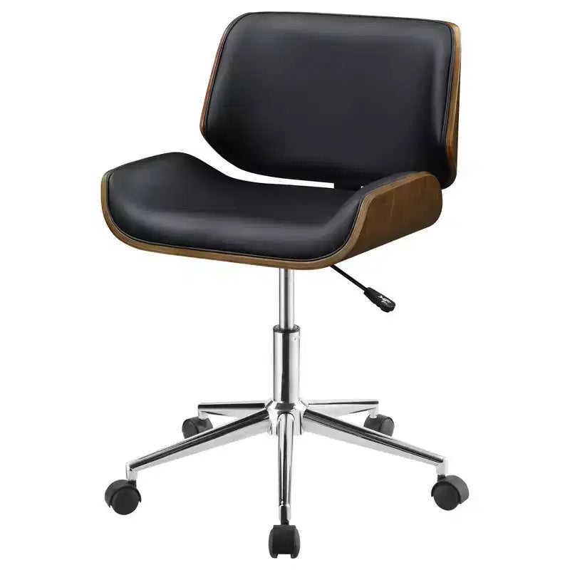 Curved Base Armless Office Chair with Adjustable Height, Swivel Desk Chair for Office, Study, Reading Room, Black
