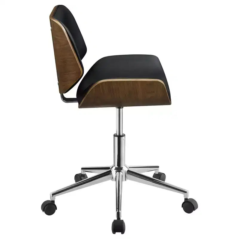 Curved Base Armless Office Chair with Adjustable Height, Swivel Desk Chair for Office, Study, Reading Room, Black