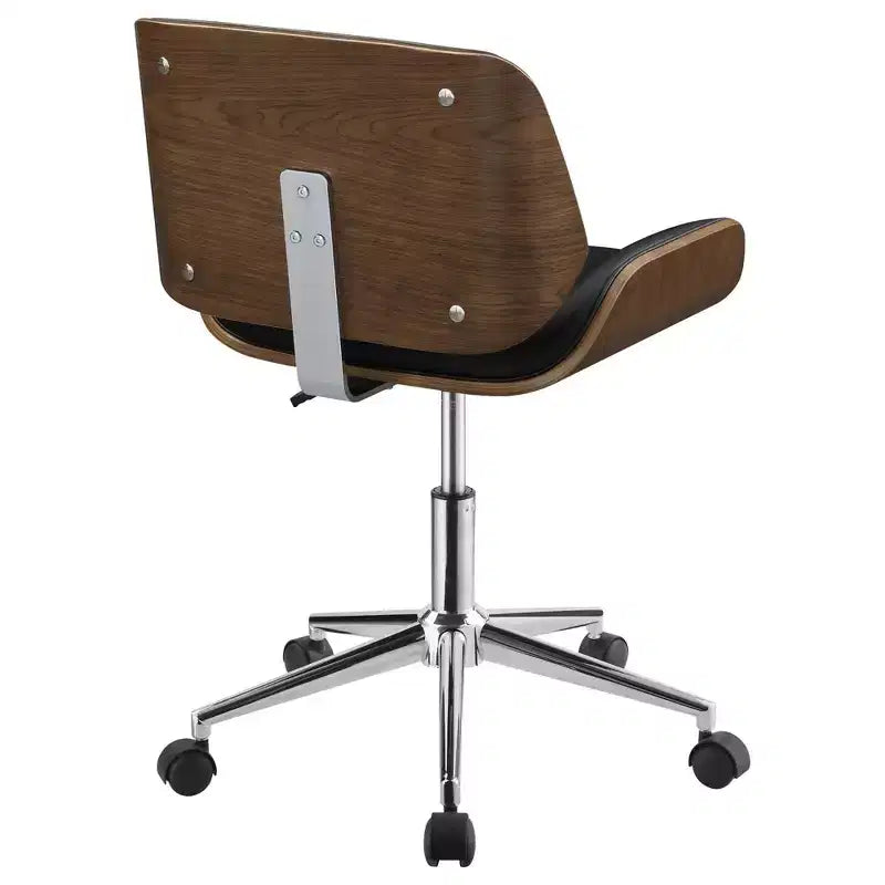 Curved Base Armless Office Chair with Adjustable Height, Swivel Desk Chair for Office, Study, Reading Room, Black