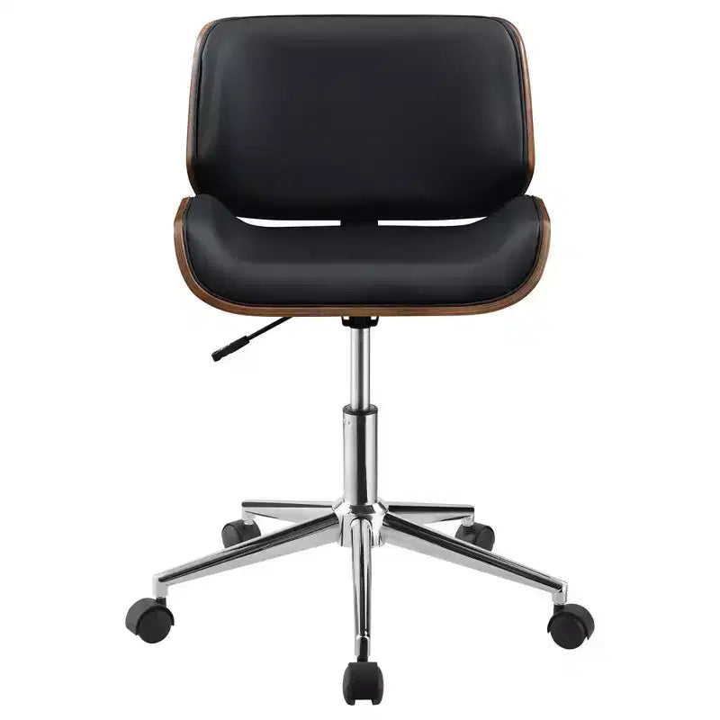 Curved Base Armless Office Chair with Adjustable Height, Swivel Desk Chair for Office, Study, Reading Room, Black