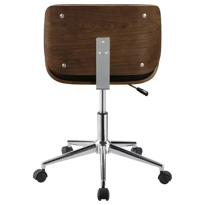 Curved Base Armless Office Chair with Adjustable Height, Swivel Desk Chair for Office, Study, Reading Room, Black