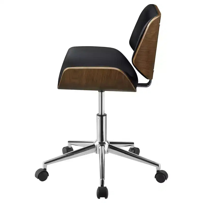 Curved Base Armless Office Chair with Adjustable Height, Swivel Desk Chair for Office, Study, Reading Room, Black