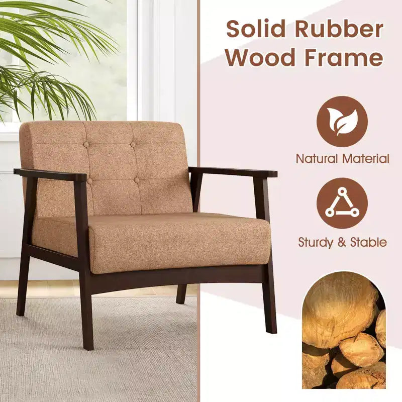 Button Tufted Mid-Century Modern Accent Chair with Armrests