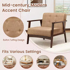 Button Tufted Mid-Century Modern Accent Chair with Armrests