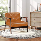 Button Tufted Mid-Century Modern Accent Chair with Armrests