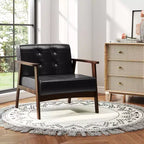 Button Tufted Mid-Century Modern Accent Chair with Armrests
