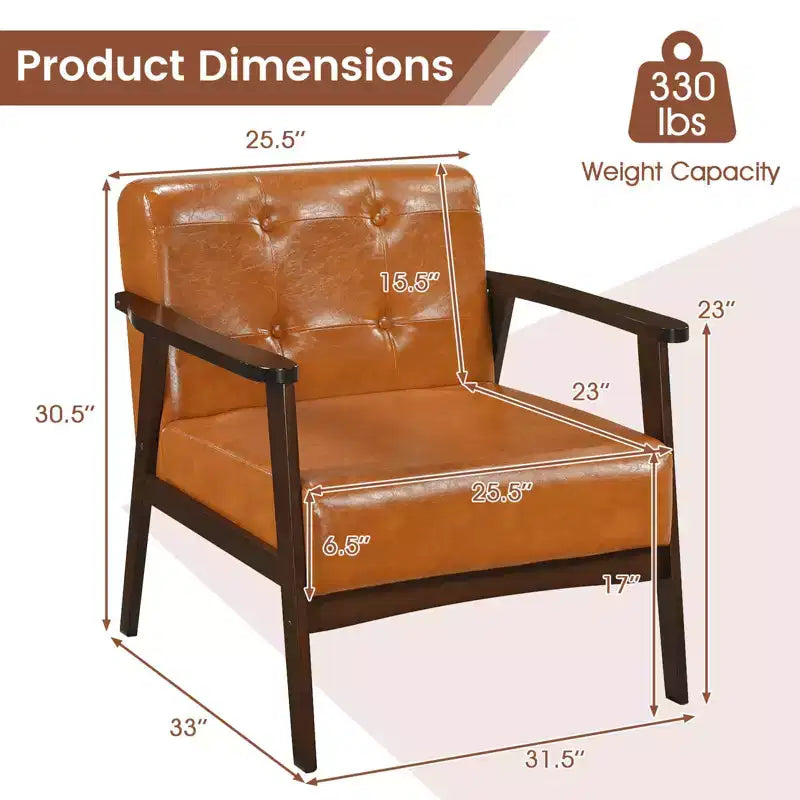 Button Tufted Mid-Century Modern Accent Chair with Armrests