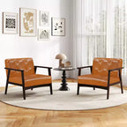 Button Tufted Mid-Century Modern Accent Chair with Armrests