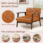 Button Tufted Mid-Century Modern Accent Chair with Armrests
