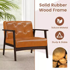 Button Tufted Mid-Century Modern Accent Chair with Armrests