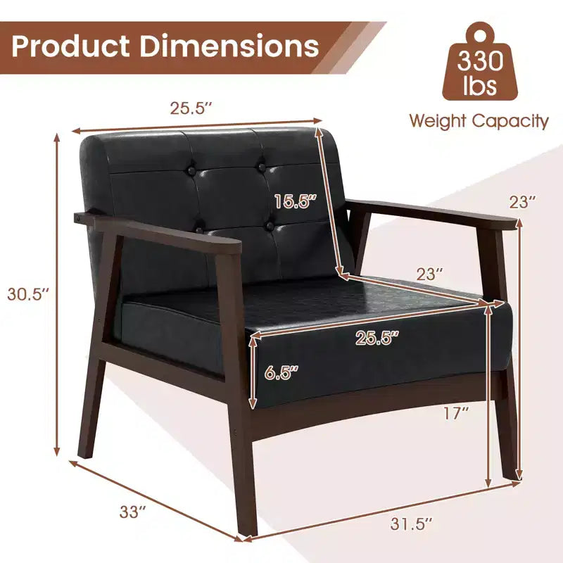 Button Tufted Mid-Century Modern Accent Chair with Armrests