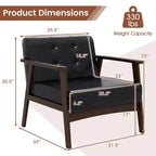 Button Tufted Mid-Century Modern Accent Chair with Armrests