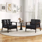 Button Tufted Mid-Century Modern Accent Chair with Armrests