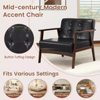 Button Tufted Mid-Century Modern Accent Chair with Armrests
