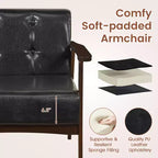 Button Tufted Mid-Century Modern Accent Chair with Armrests