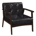 Costway Accent Chair Button Tufted Mid-century Modern Lounge Chair with Armrest Brown/Black/Caramel
