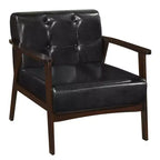 Costway Accent Chair Button Tufted Mid-century Modern Lounge Chair with Armrest Brown/Black/Caramel