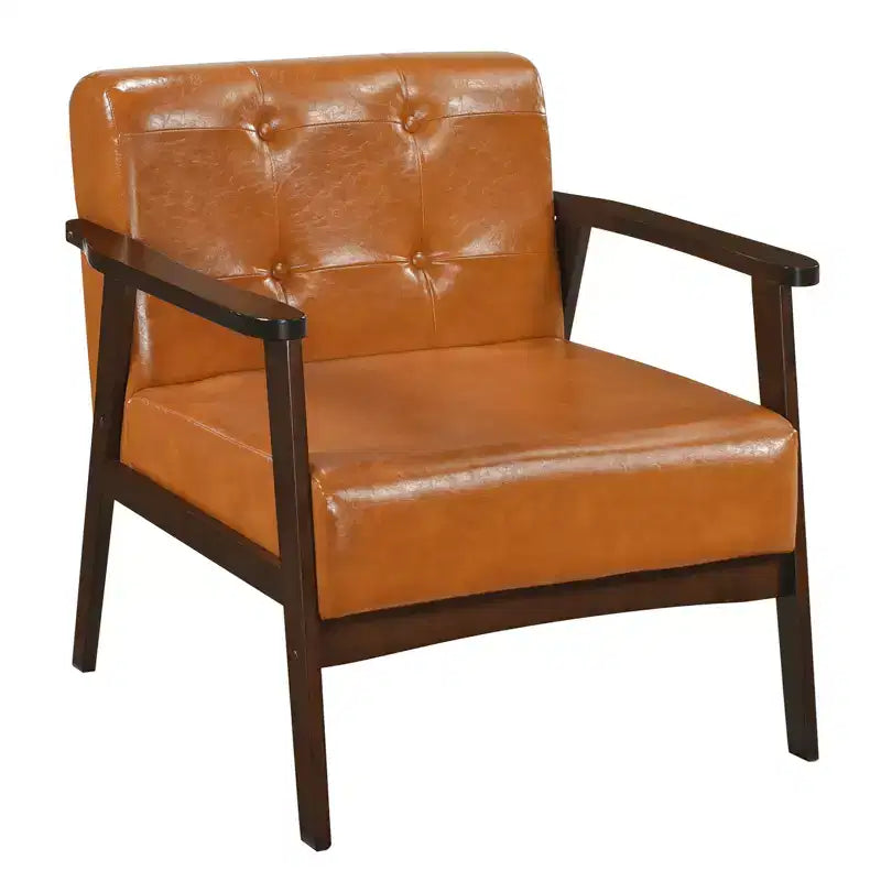 Button Tufted Mid-Century Modern Accent Chair with Armrests