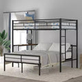 Bellemave Twin Over Full Metal Bunk Bed with Desk, Ladder & Guardrails, Space-Saving Bunk Bed for Kids, Teens & Adults, Metallic Black