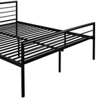 Twin Over Full Metal Bunk Bed with Desk, Ladder & Guardrails, Metallic Black