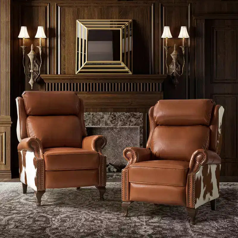 Genuine Leather Manual Recliner Set of 2