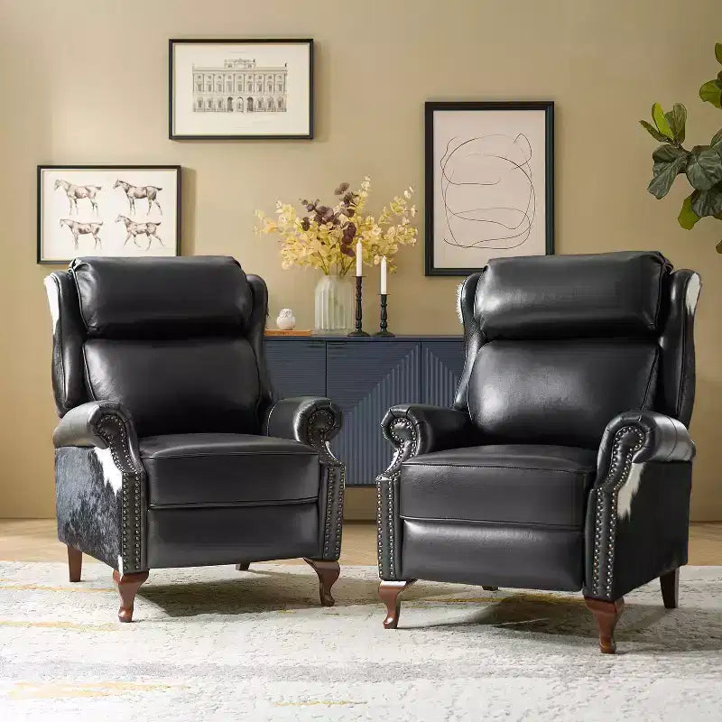 Genuine Leather Manual Recliner Set of 2