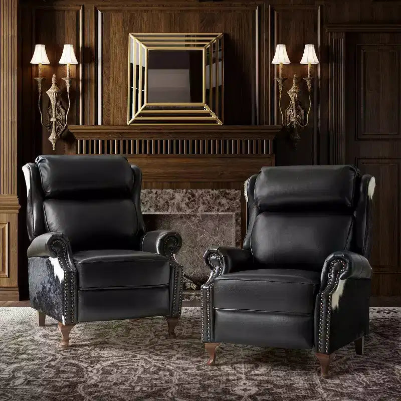 Genuine Leather Manual Recliner Set of 2