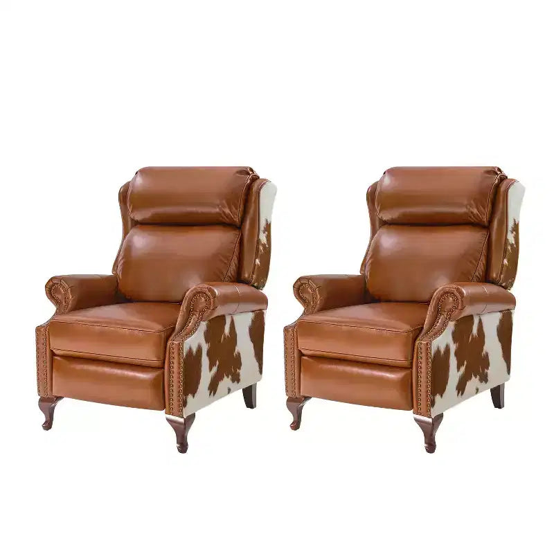 Genuine Leather Manual Recliner Set of 2