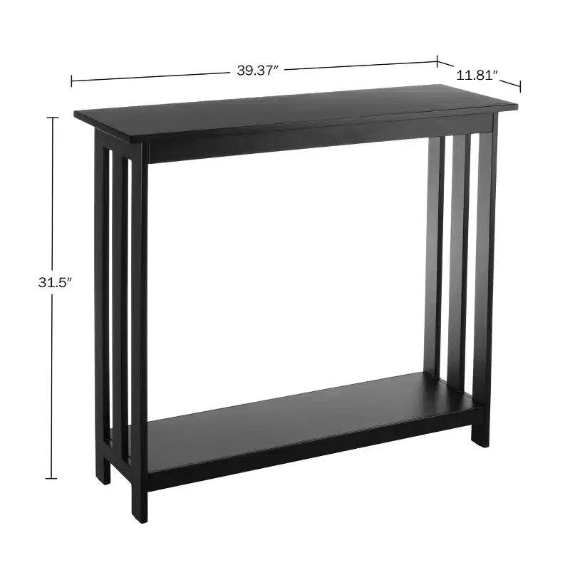 2-Tier Narrow Console Table, Black
