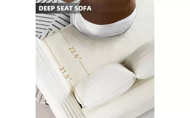 102.4" Corduroy 4-Seat Sofa with Accent Pillows – Convertible Lounge Chair