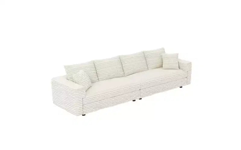 102.4" Corduroy 4-Seat Sofa with Accent Pillows – Convertible Lounge Chair