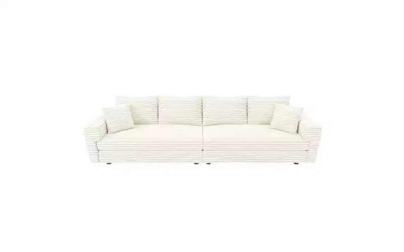 102.4" Corduroy 4-Seat Sofa with Accent Pillows – Convertible Lounge Chair