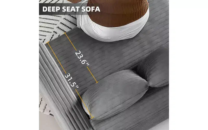 102.4" Corduroy 4-Seat Sofa with Accent Pillows – Convertible Lounge Chair