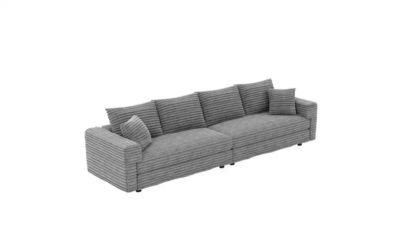 102.4" Corduroy 4-Seat Sofa with Accent Pillows – Convertible Lounge Chair