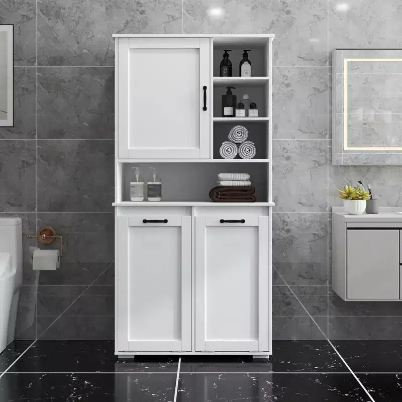 GDFStudio Aurelie Modern 31.5'' Laundry Cabinet with 2 Tilt-Out Hampers, 1 Doors and Shelves
