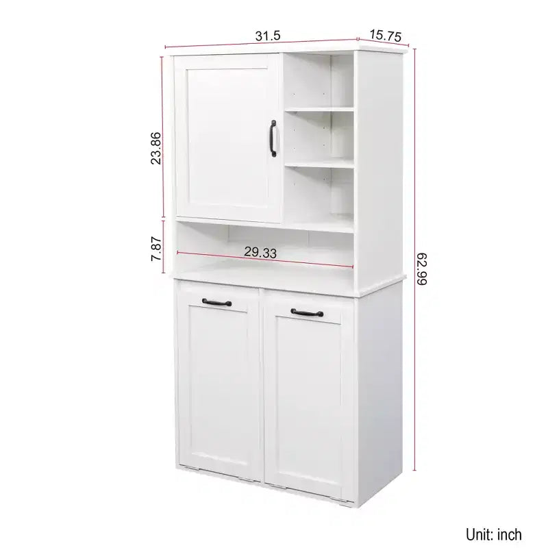 Modern 31.5'' Laundry Cabinet with 2 Tilt-Out Hampers, Door and Shelves