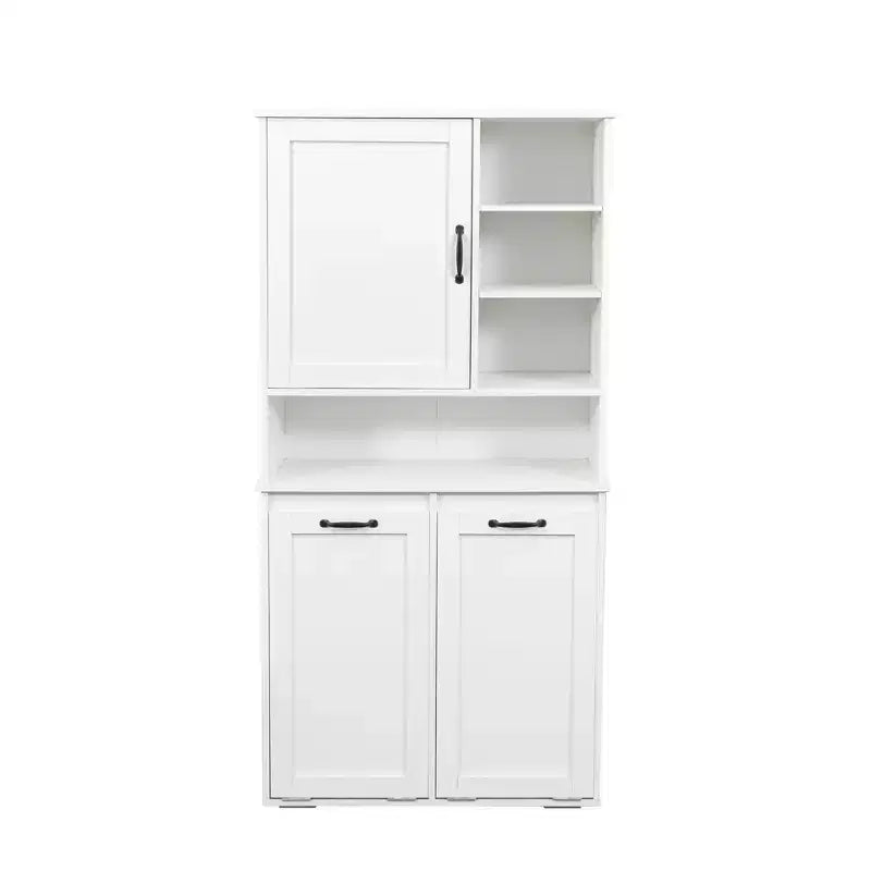 Modern 31.5'' Laundry Cabinet with 2 Tilt-Out Hampers, Door and Shelves
