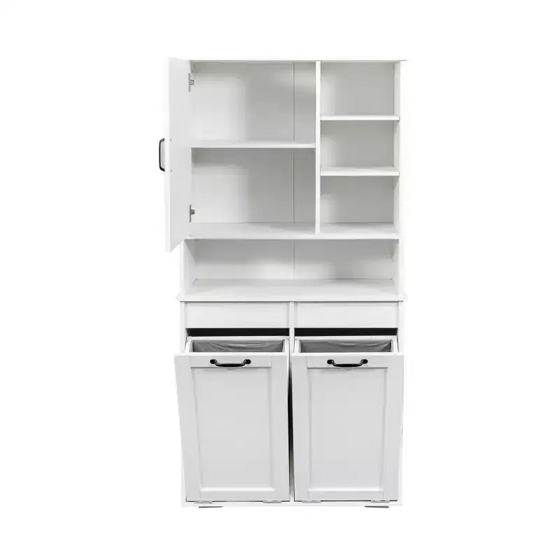 Modern 31.5'' Laundry Cabinet with 2 Tilt-Out Hampers, Door and Shelves