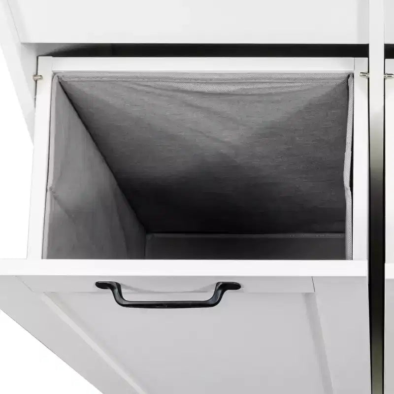 Modern 31.5'' Laundry Cabinet with 2 Tilt-Out Hampers, Door and Shelves