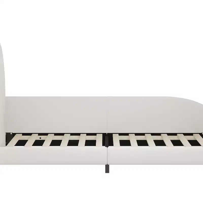Twin Kids Platform Bed with Rabbit Headboard, PU Leather Upholstered Frame with Footboard Pockets for Boys & Girls, Brown