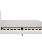 Twin Kids Platform Bed with Rabbit Headboard, PU Leather Upholstered Frame with Footboard Pockets for Boys & Girls, Brown