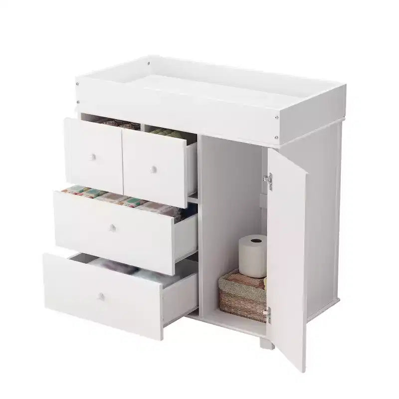 Baby Dresser with Changing Table Top,Changing Table with 6 Drawers&1 Cabinet, Infant Diaper Changing Station with Pad for Nursery Bedroom