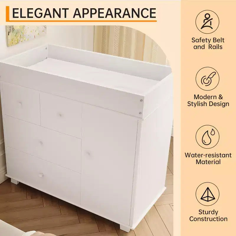 Baby Dresser with Changing Table Top and Storage Drawers
