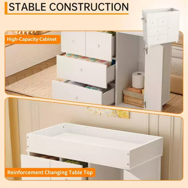 Baby Dresser with Changing Table Top and Storage Drawers