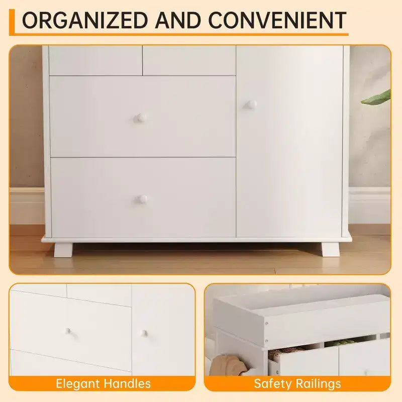 Baby Dresser with Changing Table Top and Storage Drawers