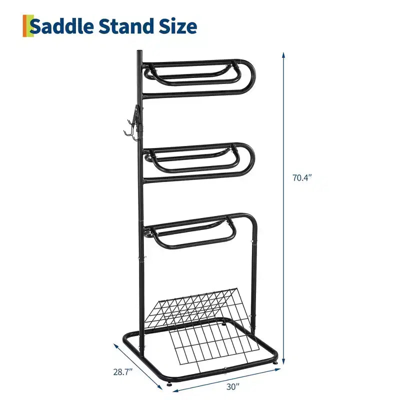 3-Tier Freestanding Saddle Rack with Removable Rotating Tiers